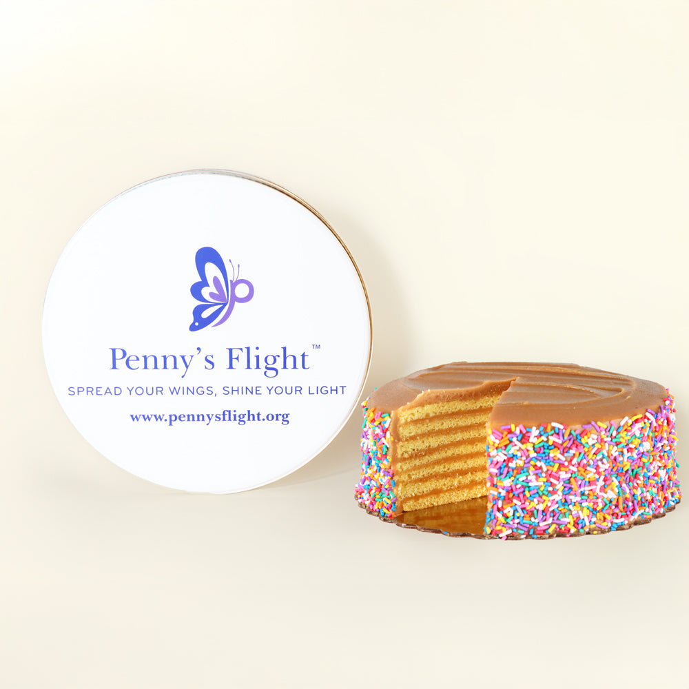 Penny's Flight Sprinkle Caramel Cake