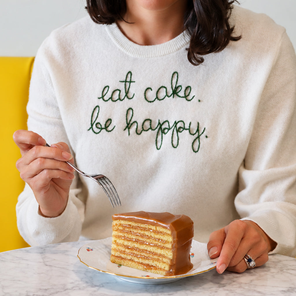 Eat Cake. Be Happy. Cashmere Sweater - Cream