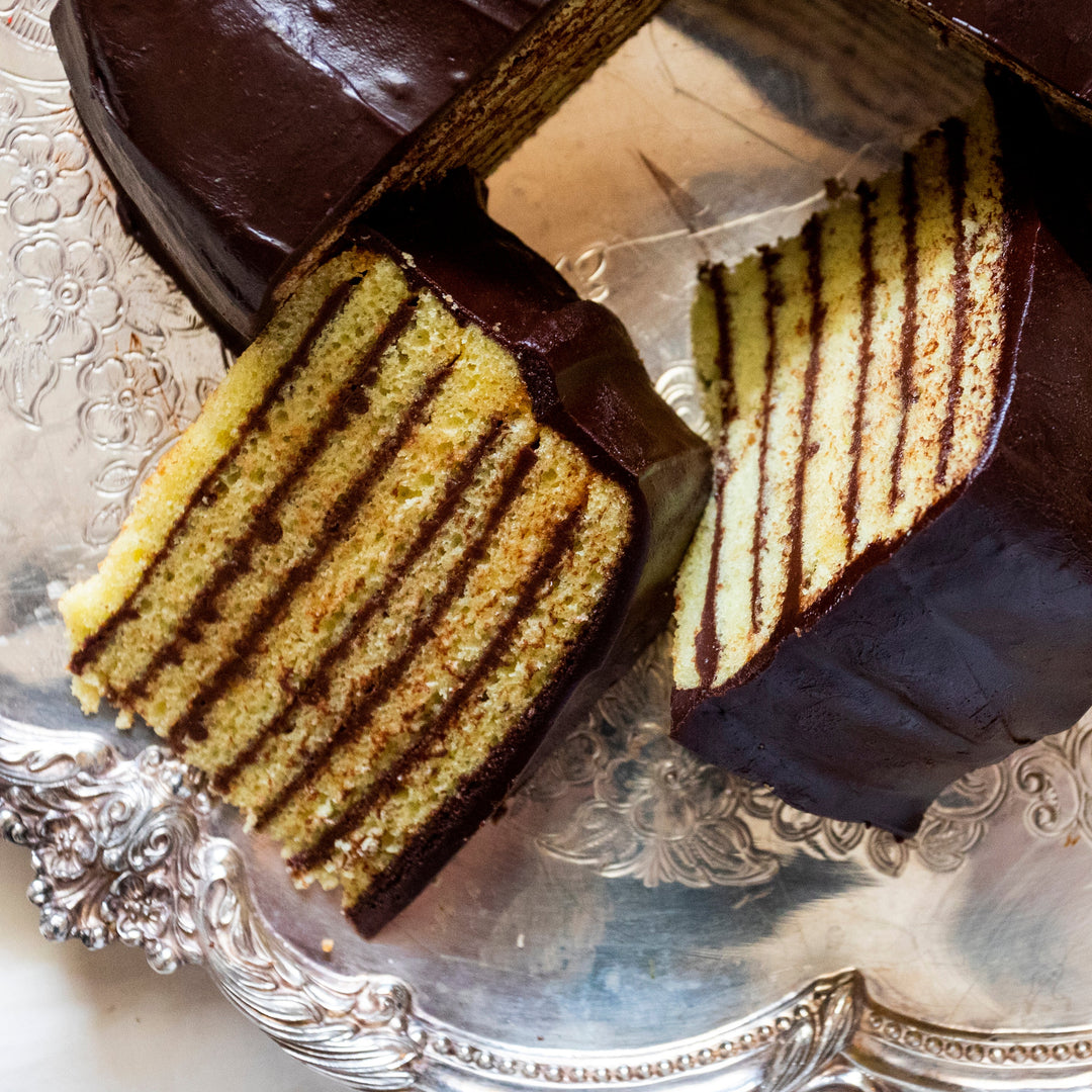 Caroline's Cakes Vanilla Cake Chocolate icing