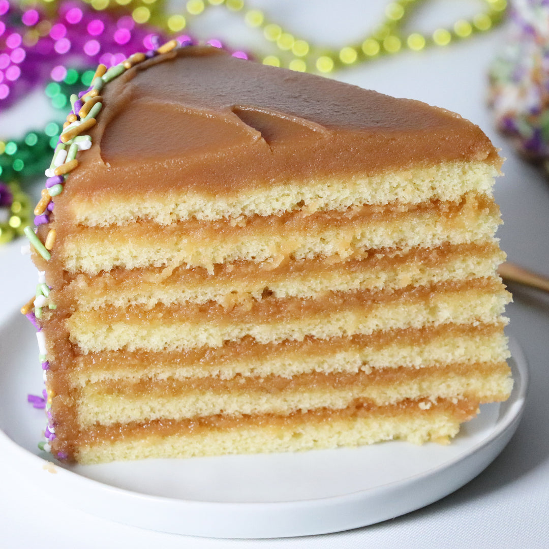 Mardi Gras Caramel Cake